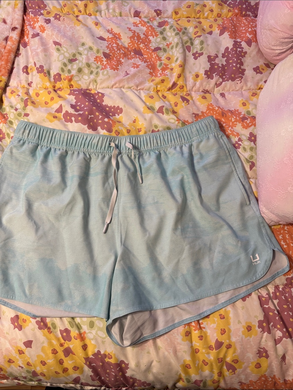 Huk Women's Light Blue Tie-Dye Athletic Shorts XXL